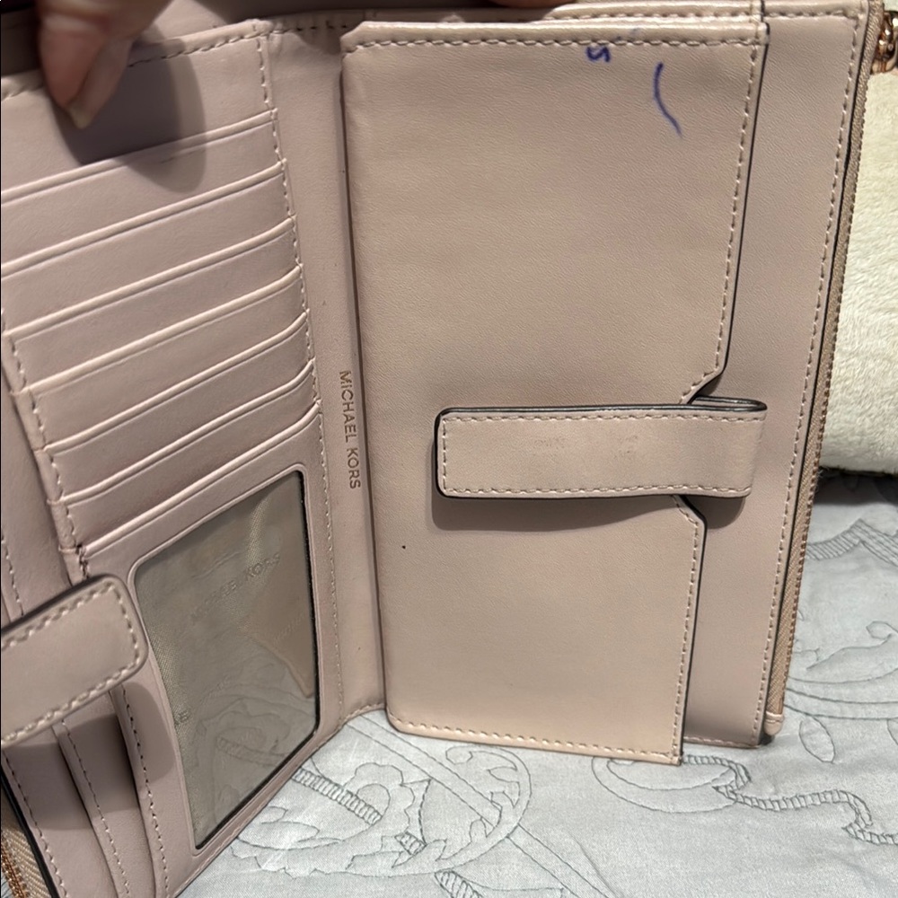 Michael Kors Pink and Rose Gold Wristlet with Floral Studs - Picture 3 of 8